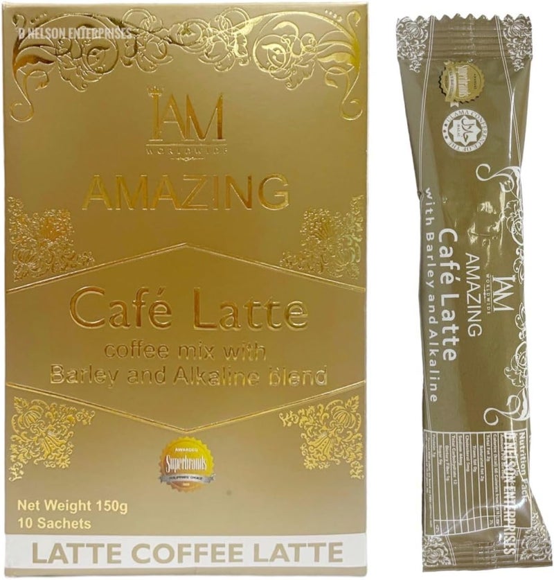 IAM WORLDWIDE Amazing Café Latte with Barley & Alkaline - 10 Sachets - Image 1